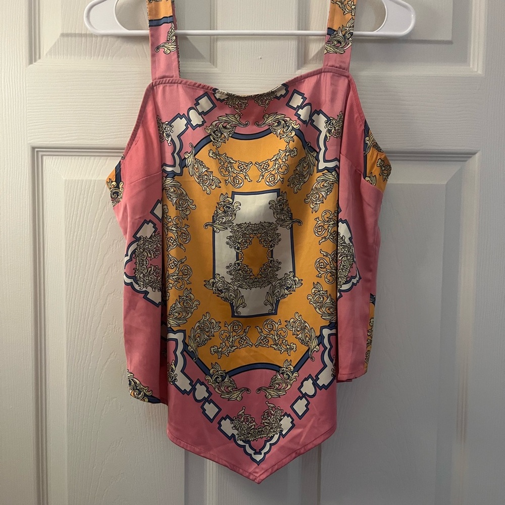 Rachel Zoe Pink Asymmetrical Graphic Camisole